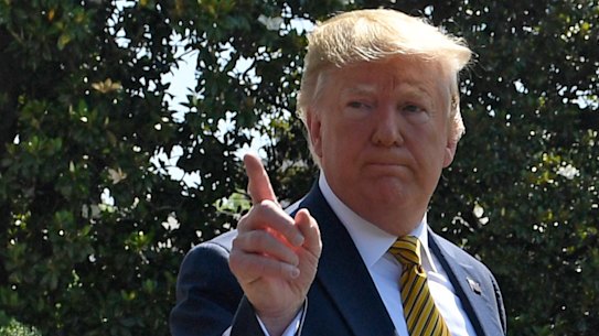 President Donald Trump on the South Lawn of the White House on Saturday.