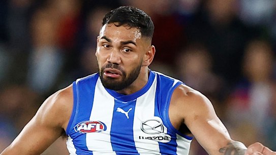 Tarryn Thomas pictured during an AFL match at Marvel Stadium in June.