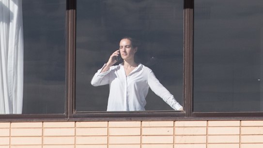 A woman in Melbourne’s hotel quarantine program. 