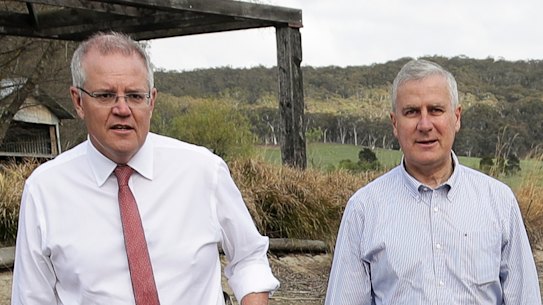 Nationals leader Michael McCormack with Scott Morrison in rural NSW last year.
