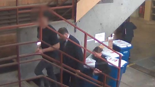 Beau Lamarre-Condon in police custody on Friday.