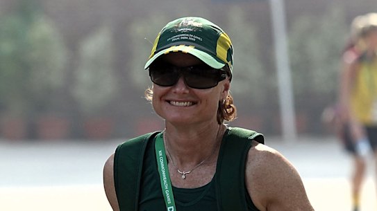 Katrina Powell at the 2010 Commonwealth Games in Delhi. 