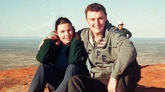 Joanne Lees and Peter Falconio at Uluru on their ill-fated trip through central Australia.