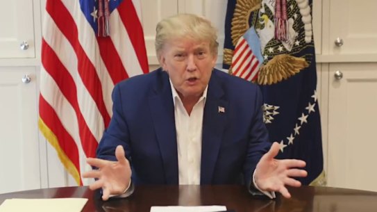 US President Donald Trump speaks from Walter Reed Medical Centre after contracting COVID-19.