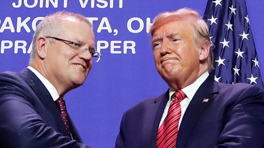 Scott Morrison and Donald Trump at the weekend during the Prime Minister's visit to the US.
