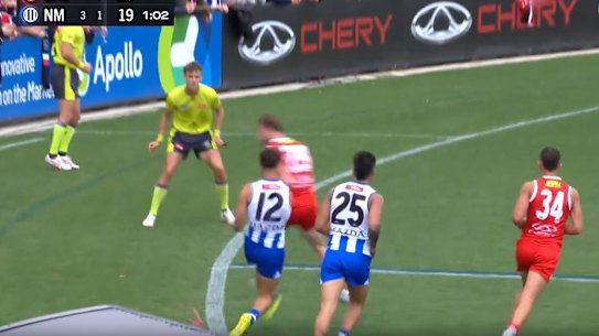 Jimmy Webster bumps Jy Simpkin.