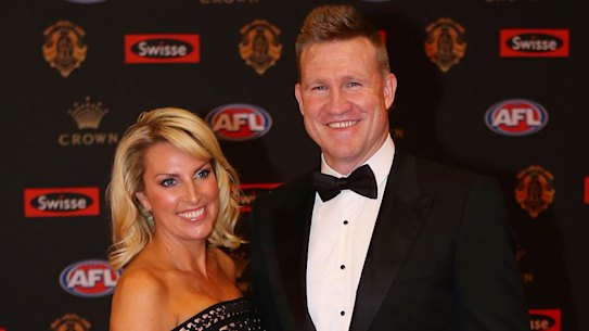 Nathan Buckley, Coach of the Collingwood Magpies with wife Tania Buckley.