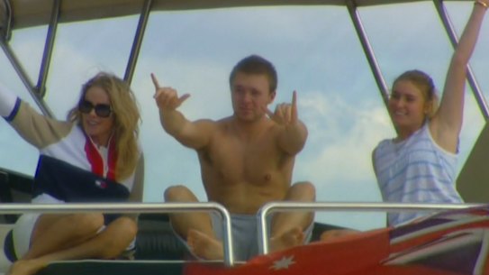 Cheryl Simonds (left), and Hannah Fox daughter of Peter Fox, on board the Lady Pamela.