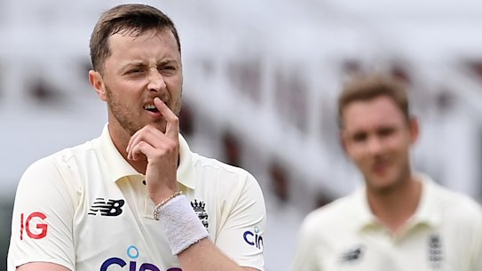 Ollie Robinson on the field at Lord’s.