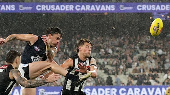 The security breach occurred during Thursday night’s clash between the Pies and the Blues.