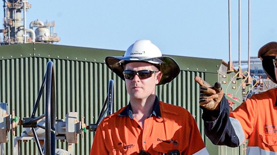 Technicians at Chevron's carbon capture and storage project at the Gorgon LNG site on Barrow Island off Western Australia.