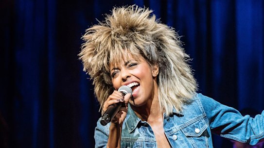Adrienne Warren during a performance of “Tina: The Tina Turner Musical.” 