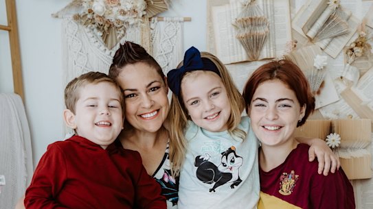 Flagstone local Danielle Van Veen with her three children.