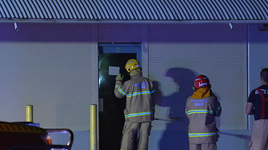 Firefighters at the Huntingdale shop overnight. 