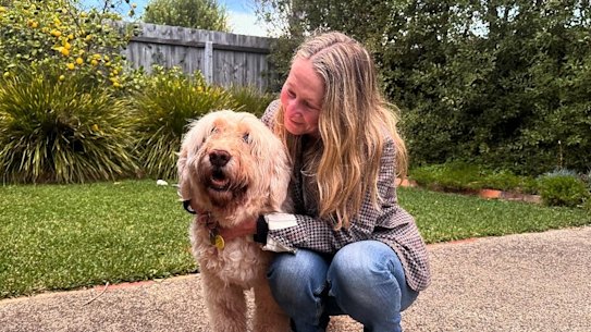 Maggie after her final walk on Monday.