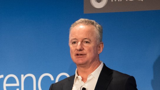 Nine Entertainment Co chief executive Hugh Marks at the Macquarie Conference. 