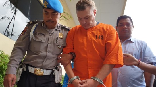 David Van Iersel at Denpasar police station on Tuesday.