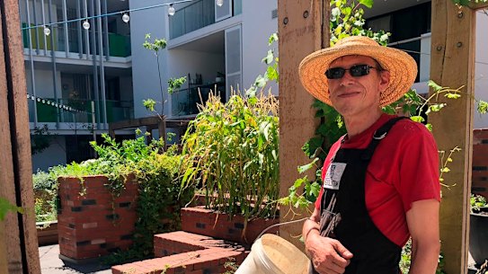 Edward Collins, pictured at Bottleyard Apartments in Northbridge where he manages the private gardens, has been a GWR employee since he participated in Work For The Dole in 2015. He was previously long-term unemployed. 
