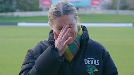 The Devils’ Kath McCann was overwhelmed at a press conference on Wednesday.