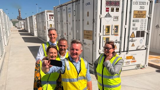 Chris Bowen, Roger Cook and Madeleine King announced four big batteries for WA that can together power 600,000 households. 