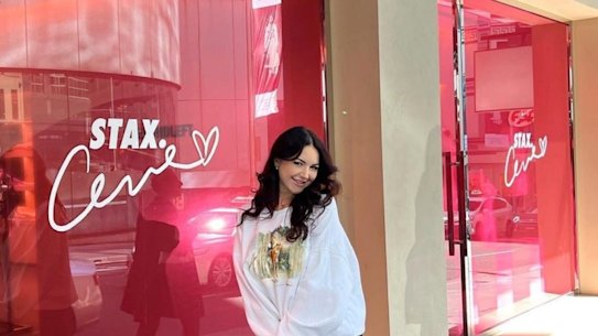 Influencer Anna Paul, who did a collaboration with the brand, outside a Stax store.