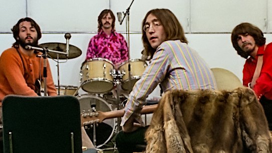 Paul McCartney, Ringo Star, John Lennon and George Harrison in Peter Jackson’s Get Back. 