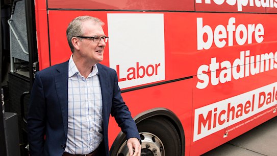 NSW Labor leader Michael Daley campaigning in the seat of Coogee.