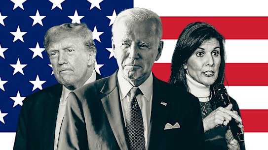 Donald Trump, Joe Biden, Nikki Haley.