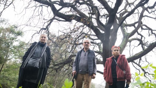 Collingwood Children’s Farm Community Gardeners Anna Poulentzas , Vaslios Mihopoulos and Anna Krouskos.