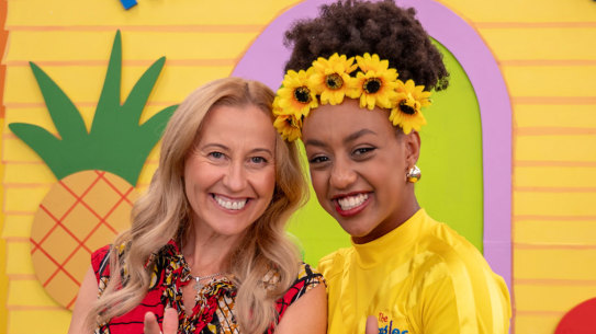 Yellow Wiggle Tsehay Hawkins with mum Robyn.