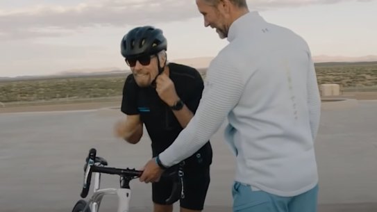 Virgin Galactic now says the clip of Branson arriving at Spaceport America on his bike was not actually from the launch day.