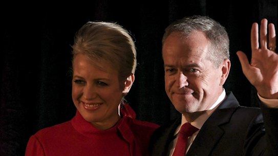 A defeated Bill Shorten and his wife Chloe on election night in Melbourne.