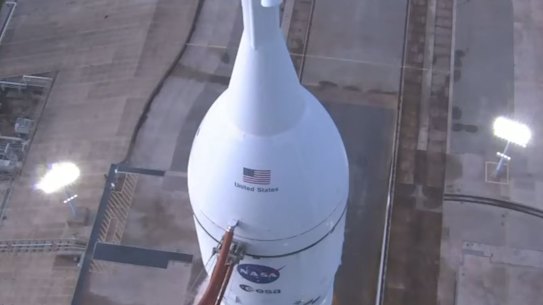 NASA Artemis on the launch pad in Florida.