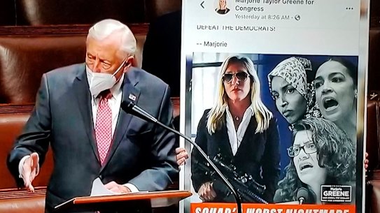 House Majority Leader Steny Hoyer discusses removing Republican Representative Marjorie Taylor Greene.