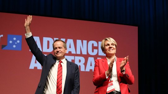 Opposition Leader Bill Shorten and deputy Tanya Plibersek at Labor's last national conference in 2015.