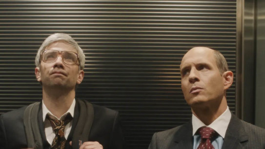 Jay Baruchel and Glen Howerton in <i>BlackBerry</i>.