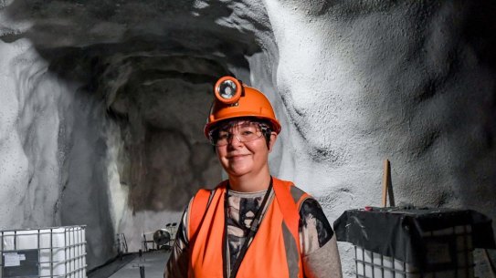 Professor Elisabetta Barberio inside the Dark matter lab while it was under-construction last year.