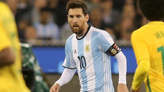 Lionel Messi playing at the MCG in 2017.