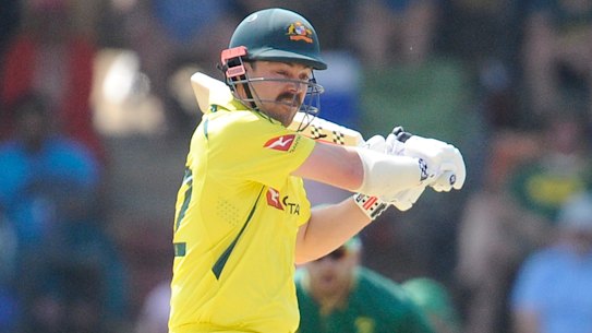 Travis Head shapes to play off the back foot in Bloemfontein.