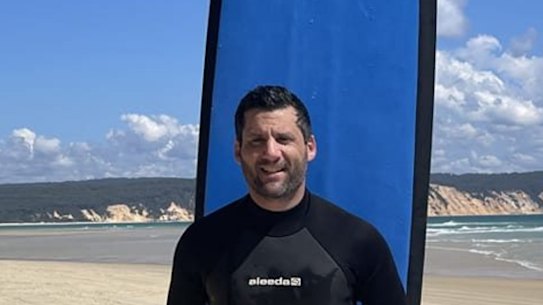 Joel Cauchi in an undated photo, used on his Facebook profile, from a surfing lesson at Noosa.