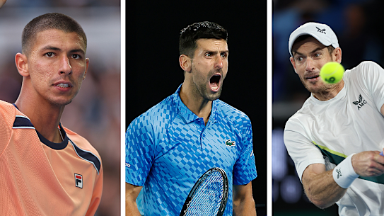 Alexei Popyrin, Novak Djokovic, Andy Murray