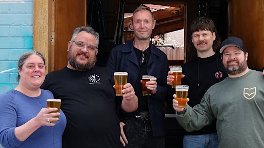 Carwyn Cellars and Fox Friday team. From left Nicole Carwyn, Ben Carwyn, David Anderson of Falcon Capital, Ben Duval (of Carwyn Cellars), and Fox Friday founder Benn Hooper 
