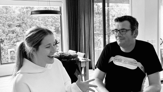 Daniel Andrews at home in April.