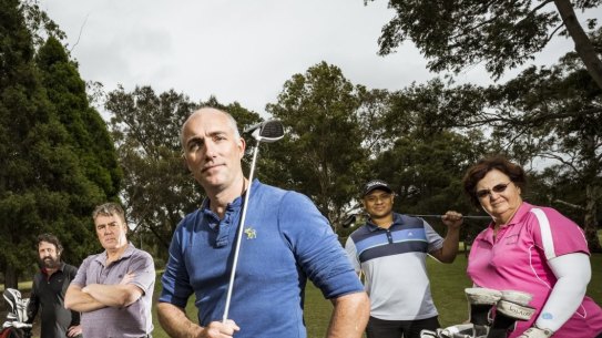 02/04/22 Local golfers and members of the 'Northcote Community &amp; Golf Hub' Jack Jennings, Julie Williams, Dan Sibley, Bill Jennings, Angela Madden, Sanjay Subrananiam and Tim Holdsworth are objecting to the proposal to turn the Northcote Golf Course into a public park. Photograph by Chris Hopkins