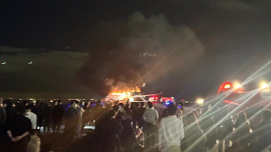 Australian family Hailee, 17, Jakob, 18 , mum Toni and dad Bruce O’Sullivan were on board the Japan Airlines flight when it crashed at Tokyo Haneda airport. 