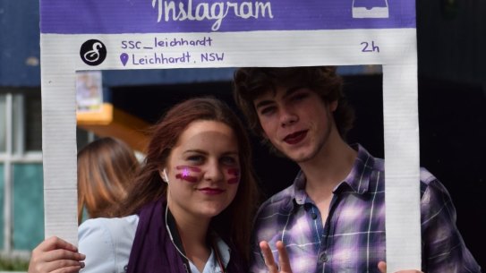 Wear It Purple day celebrations to promote inclusion and respect for LGBTI people at Sydney Secondary College Leichhardt Campus. 