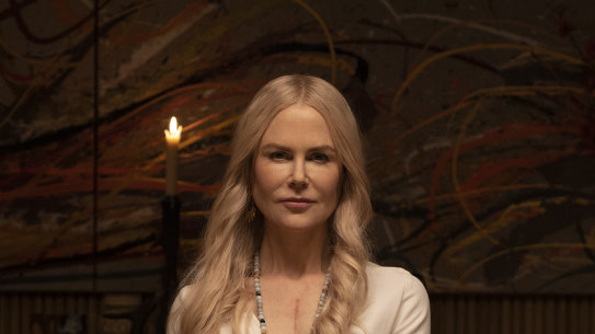 Kidman in a scene where the guests begin to doubt the retreat’s methods.