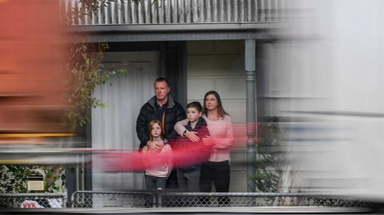 Kathleen and Rob with their children Matt (11) and Georgia (8) live on truck-heavy Williamstown Road in Seddon. They are sick of worsening truck traffic and pollution on their street. 