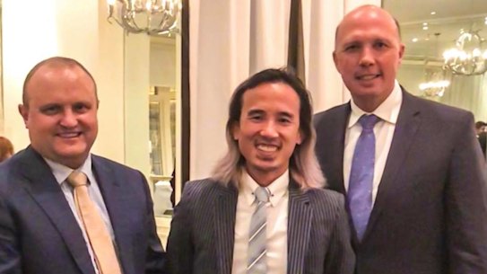 Liberal MP Jason Wood, Immigration agent Jack Ta and former Home Affairs Minister Peter Dutton.