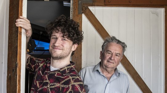 Declan Greene and Louis Nowra at Griffin Theatre’s home, the SBW Stables Theatre.